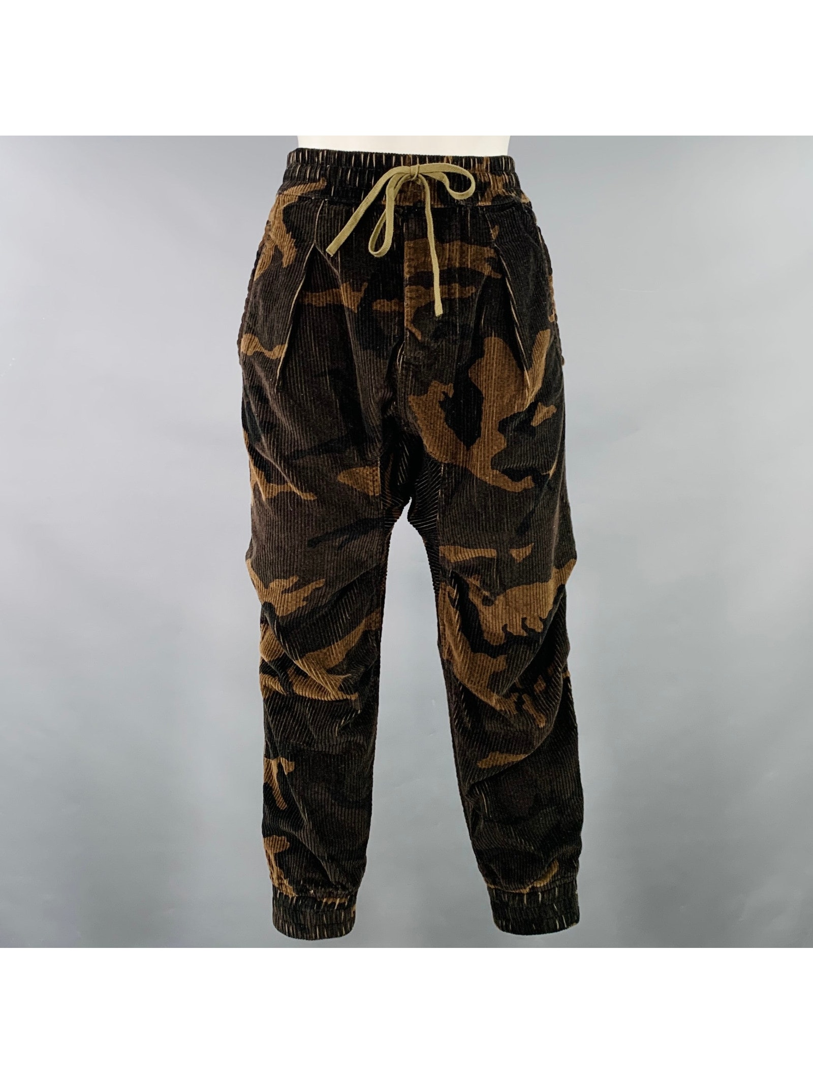 R13 Size Xs Brown Taupe Cotton Camouflage Elastic Waistband Casual Pants